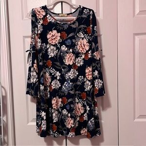 Floral Navy Dress with Pink and White Flowers